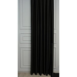 Çift Taraflı Blackout Ekstrafor Büzgülü Rustik Ve Kornişe Uyumlu Tek Kanat Fon Perde Siyah