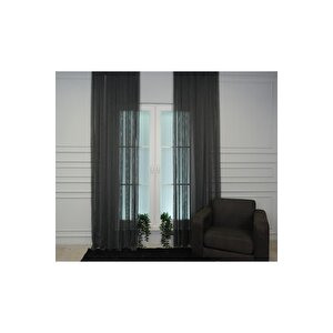 Murcia Dökümlü Tül Perde Pilesiz Antrasit 900x280 cm