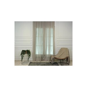 Ütü Sevmez Düz Kurşunlu Tül Perde Pilesiz Kahverengi 300x270 cm