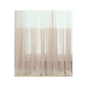 Pembe Su Dalgası Nakış İşlemeli Düz Tül Perde Ekru Renginde 100x260 cm