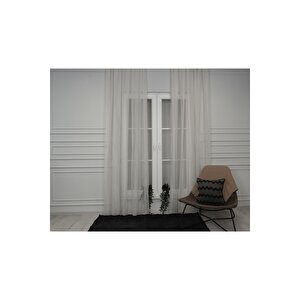 Parlak Vual Düz Tül Perde Ekru 100x280 cm