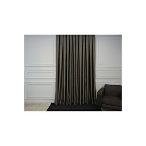 Çift Taraflı Blackout Ekstrafor Büzgülü Rustik Ve Kornişe Uyumlu Tek Kanat Fon Perde Gri 140x270 cm