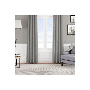 Kadife Dokulu Fon Perde Pilesiz Tek Kanat Gri 220x260 cm