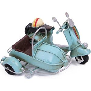 Dekoratif Metal Scooter Sepetli Vintage Biblo Ev Ofis Hediyelik