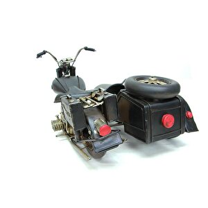 Dekoratif Metal Motosiklet Sepetli Biblo Dekoratif Hediyelik