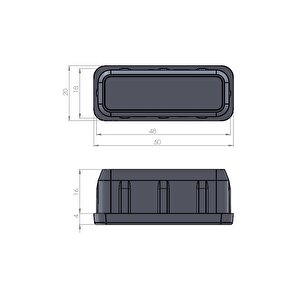 20x50 Mm Plastik Dikdörtgen Içe Geçme Profil Tapası Siyah 4 Adet