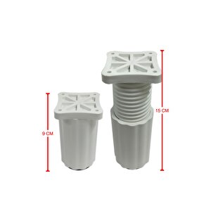 9-15 Cm Ayarlı Desenli Plastik Kanepe Koltuk Baza Orta Ayağı Beyaz