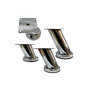 Dereceli Eğimli Dolap Ünite Vestiyer Ayağı Krom 12 Cm 4 Adet