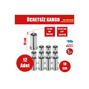 10 Cm Baza Ayağı Koltuk Ayağı Kanepe Ayağı Civatalı M8 Ince Diş 12 Adet