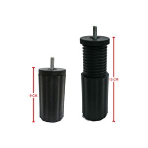 9,5-15 Cm Ayarlı Plastik Ayak M8 Ince Diş - Siyah