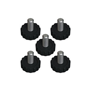Çap 27 Mm Sıkma Baza Ayar Vidası Yükseltme Ayağı Tırtıllı M8 X 16,5 Mm 5 Adet