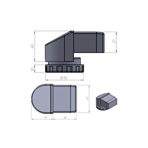 Ayarlı Plastik Profil Yan Pabucu 1.5 Mm Profil Için Gri 4 Adet 30x50 Mm