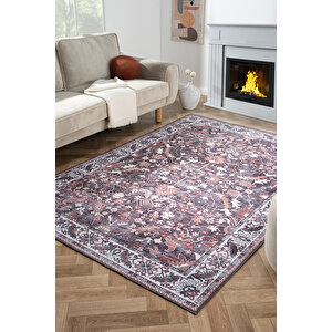 Antico 2354 Pamuk Tabanlı Yıkanabilir Otantik Vintage Klasik Eskitme Halı 80x150 cm