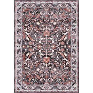 Antico 2354 Pamuk Tabanlı Yıkanabilir Otantik Vintage Klasik Eskitme Halı 80x150 cm