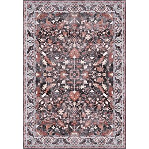 Antico 2354 Pamuk Tabanlı Yıkanabilir Otantik Vintage Klasik Eskitme Halı 80x300 cm