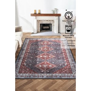 Antico 2355 Pamuk Tabanlı Yıkanabilir Otantik Vintage Klasik Eskitme Halı 200x290 cm