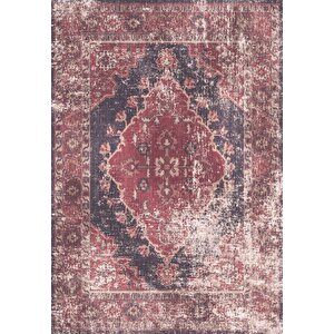 Antico 2352 Pamuk Tabanlı Yıkanabilir Otantik Vintage Klasik Eskitme Halı 80x150 cm