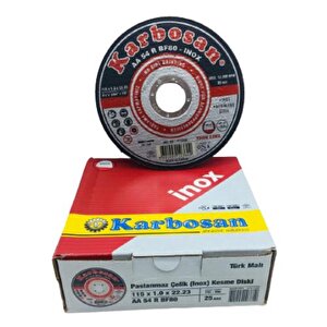 Karbosan Aa 54r Paslanmaz İnox Kesici Taş 25 Adet 115x1x22.23mm