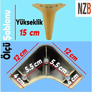 Mobilya Kanepe Sehpa Tv Ünitesi Koltuk Ayağı 15 Cm Açık Kahverengi Baza Ayak