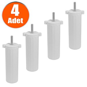 Mobilya Kanepe Baza Koltuk Destek Ayağı M8 Civata Ayarlı Beyaz Ayak 14 Cm (4 Adet)