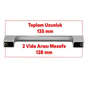 Mutfak Dolabı Mobilya Çekmece Dolap Kapak Kulpu Kulbu Krom 128 Mm Metal Kulp