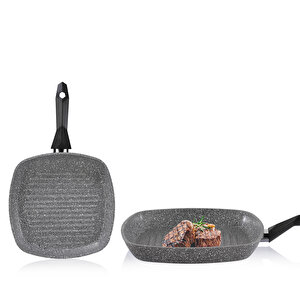 Cory Yanmaz Yapışmaz Kare Grill Tava 28cm-gri