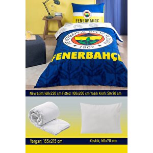 Fenerbahçe Palamut Set 5 Parça - Fenerbahçe Tek Kişilik Pamuk Uyku Seti
