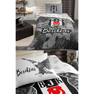 Beşiktaş Kartal Set 5 Parça - Beşiktaş Tek Kişilik Pamuk Uyku Seti