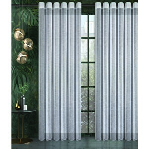 Ketenli Simli Tül Perde, Yüksek Kaliteli, Rustik Için Kuş Gözlü Dikim 350x260 cm