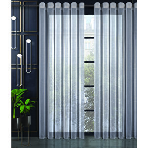 Keten Efektli Tül Perde Rustik Için Kuş Gözlü Dikim Beyaz Tül Perde 300x270 cm