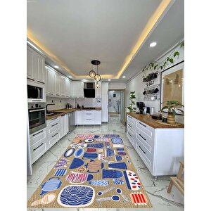 Dijital Baskılı Kaymaz Deri Tabanlı Yıkanabilir Mutfak Halısı Kcn617 Home Tienda 80x300 cm