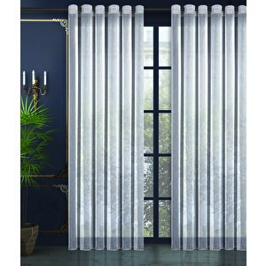 Simli Tül Perde Rustik Için Kuş Gözlü Dikim - Beyaz Simli Tül , Yüksek Kaliteli Kumaş 300x260 cm