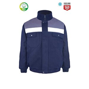 Winto 7/7 Gabardi̇n Pamuklu Kumaş Polar Astarli Kişlik Mont-3117-lacivert-gri L