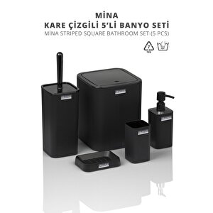 Okyanus Home Mina Siyah Çizgili Kare Banyo Seti