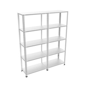 Rafburada® 5 Katlı Duble Galvaniz Çelik Raf.depo,arşiv,dosya Rafı 59x186-1.00 Mm-300 Cm