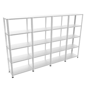 ® 5 Katlı 4'lü Bitişik Galvaniz Çelik Raf.depo,dosya Raf 43x300-1.50 Mm-150 Cm