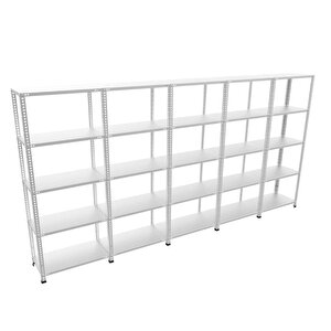 ® 5 Katlı 5'li Bitişik Galvaniz Çelik Raf.depo,dosya Raf 43x465-1.50 Mm-300 Cm