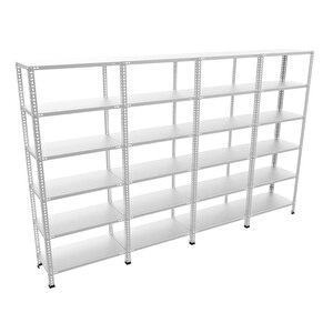 ® 6 Katlı 4'lü Bitişik Galvaniz Çelik Raf.depo,dosya Raf 59x372-1.50 Mm-150 Cm