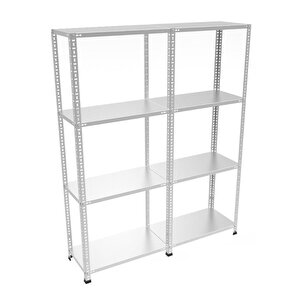 Rafburada® 4 Katlı Duble Galvaniz Çelik Raf.depo,arşiv,dosya Rafı 43x120-1.50 Mm-300 Cm