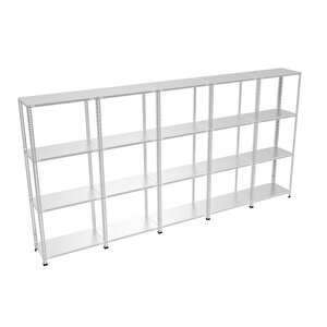 ® 4 Katlı 5'li Bitişik Galvaniz Çelik Raf.depo,dosya Rafı 31x375-1.00 Mm-250 Cm