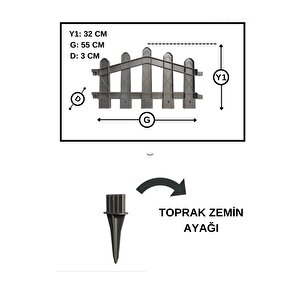 Dekoratif Plastik Bahçe ve Peyzaj Çiti 8 ADET ÇİT (Y: 32 CM / G: 4.4 M) TOPRAK AYAKLI - Beyaz Beyaz