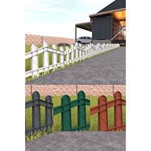 Dekoratif Plastik Bahçe ve Peyzaj Çiti 8 ADET ÇİT (Y: 32 CM / G: 4.4 M) TOPRAK AYAKLI - Beyaz