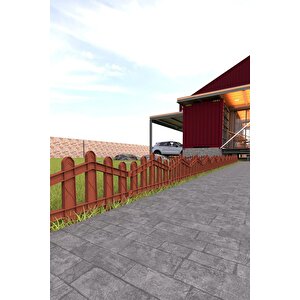 Dekoratif Plastik Bahçe ve Peyzaj Çiti 8 ADET ÇİT (Y: 32 CM / G: 4.4 M) TOPRAK AYAKLI - Kahverengi Kahverengi