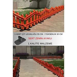 Dekoratif Plastik Alan Oluşturma ve Bahçe Çiti 1 ADET ÇİT (Y: 32 CM / G: 55 CM) SERT ZEMİN AYAKLI - Kahverengi Kahverengi