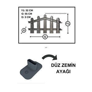 Dekoratif Plastik Alan Oluşturma ve Bahçe Çiti 8 ADET ÇİT (Y: 32 CM / G: 4.4 M) SERT ZEMİN AYAKLI - Beyaz Beyaz