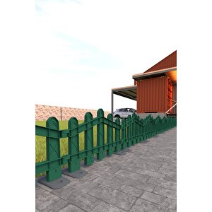 Dekoratif Plastik Alan Oluşturma ve Bahçe Çiti 8 ADET ÇİT (Y: 32 CM / G: 4.4 M) SERT ZEMİN AYAKLI - Yeşil Yeşil
