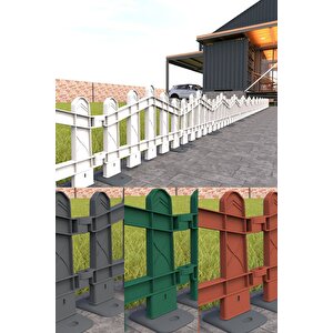 Dekoratif Plastik Alan Oluşturma ve Bahçe Çiti 8 ADET ÇİT (Y: 32 CM / G: 4.4 M) SERT ZEMİN AYAKLI - Kahverengi