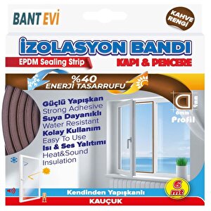 Kapı Pencere Fitili Kahverengi 9mmx6mt Kapı Pencere Bandı İzolasyon Bandı Kahverengi