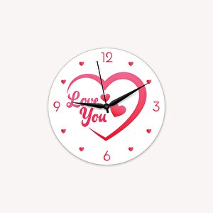 Cajuart Kalp İçinde Love You Yazılı Sevgililer Günü Ahşap Duvar Saati