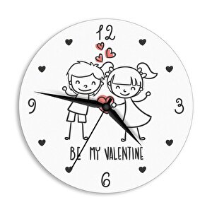 Cajuart Be My Valentine Yazılı Sevimli Çizim Sevgililer Günü Hediye Duvar Saati